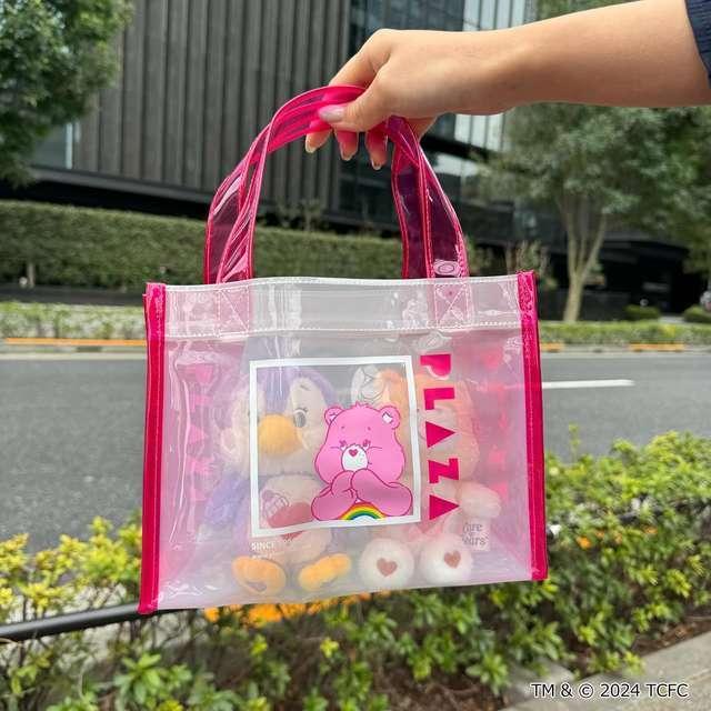 ✨預購✨日本PLAZA代購 Care Bears 彩虹熊  LOGO手提袋 購物袋 透明包 午餐袋 小物收納包-細節圖6