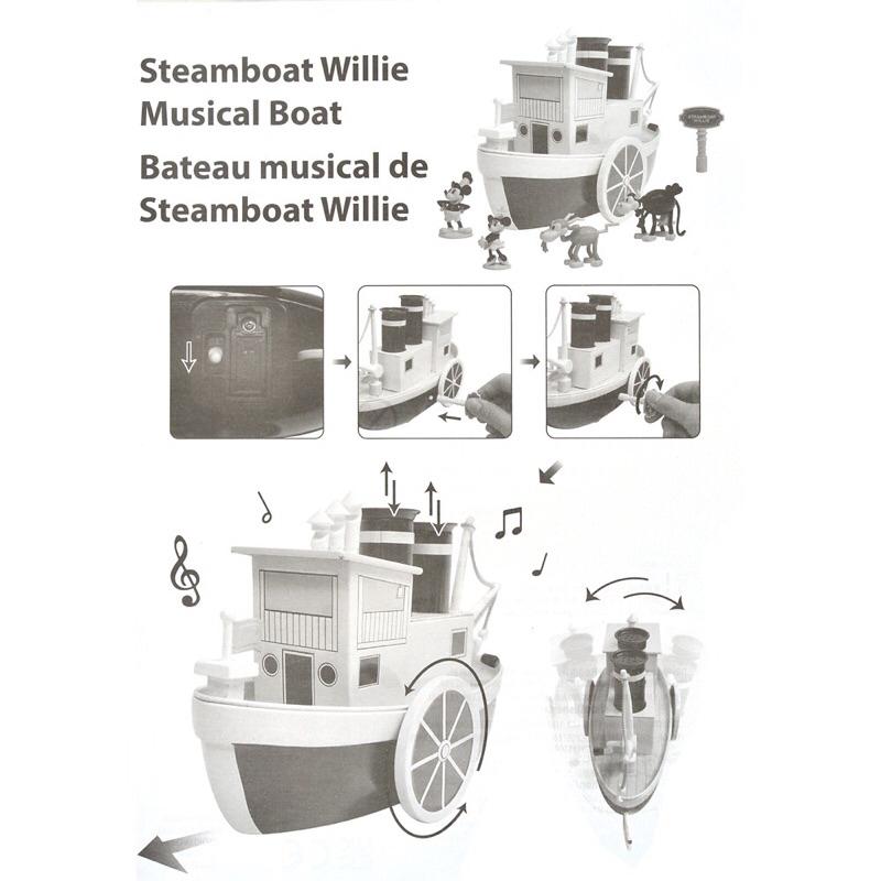 ✨絕版可代尋✨日本代購 迪士尼100週年 米老鼠 米奇 米妮娃娃 黑白經典蒸汽船音樂擺飾-細節圖3