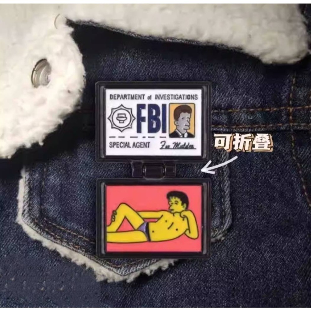 【辛普森FBI警告惡搞胸章】 👮‍♂️迷因meme胸針別針徽章 惡搞梗圖表情包  逗趣搞笑網紅 美式經典卡通 街頭-細節圖3