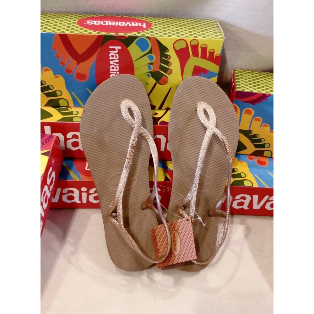 ❤Miss Baby❤現貨！巴西Havaianas哈瓦那 女款8字金蔥鞋帶 橡膠涼鞋/哈瓦仕-細節圖3