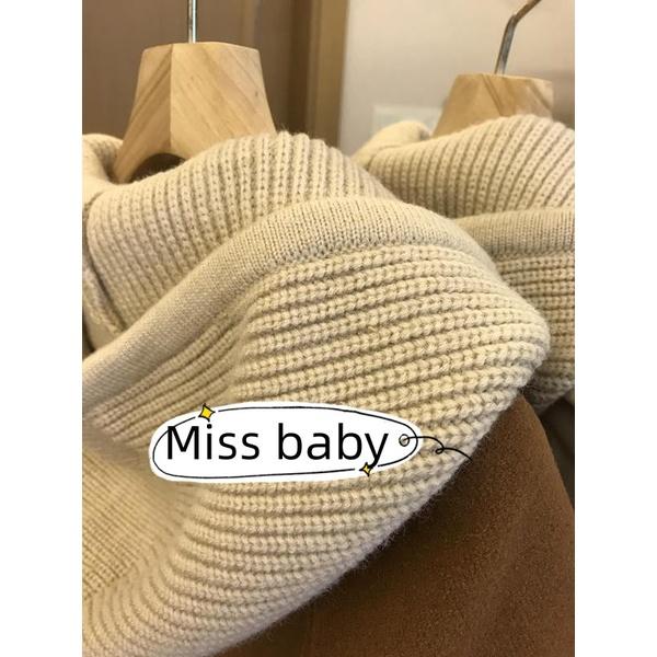 ❤Miss baby❤女裝  拼接針織連帽羊毛呢大衣外套-細節圖3