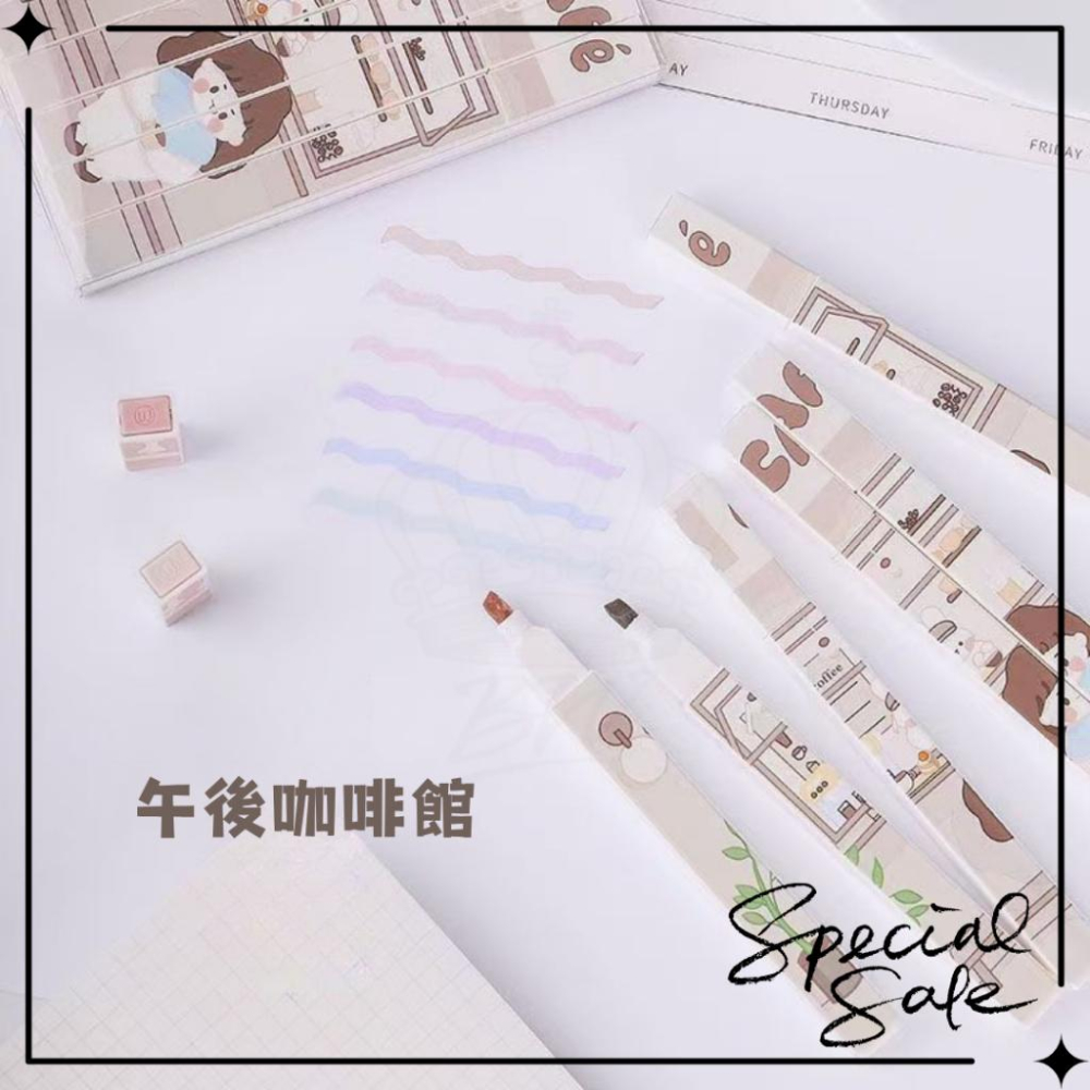集物社 拼圖超軟頭螢光筆 六色套裝｜軟頭設計｜手帳塗鴉專用｜學生文具INS風款式-細節圖2