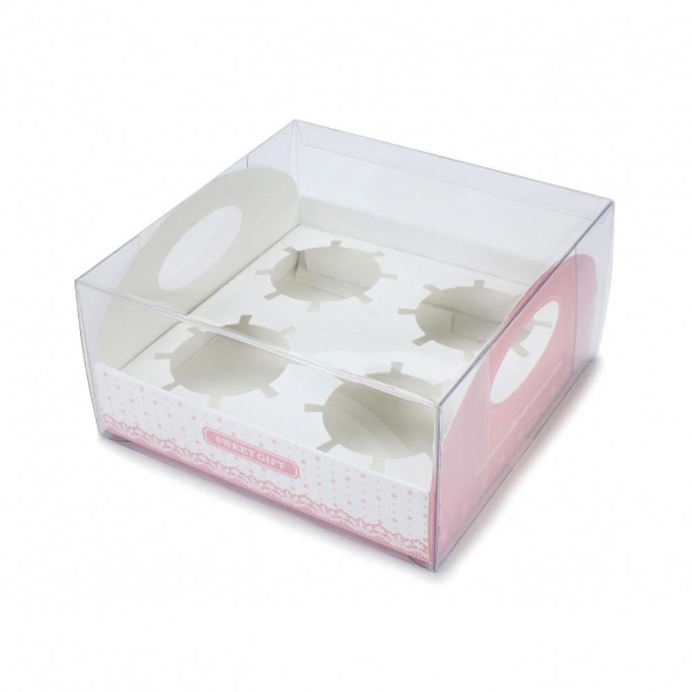 【鴻海烘焙材料】4格 包裝盒 正方盒 透明盒 格子盒 紙盒 外帶包裝盒 奶酪杯盒 蛋糕盒布丁慕斯果凍蛋糕甜品開窗盒外帶盒-細節圖2