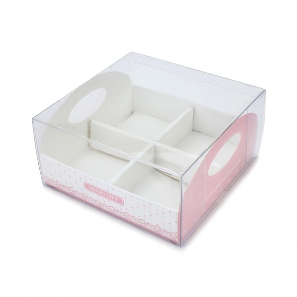 【鴻海烘焙材料】4格 包裝盒 正方盒 透明盒 格子盒 紙盒 外帶包裝盒 奶酪杯盒 蛋糕盒布丁慕斯果凍蛋糕甜品開窗盒外帶盒-細節圖3