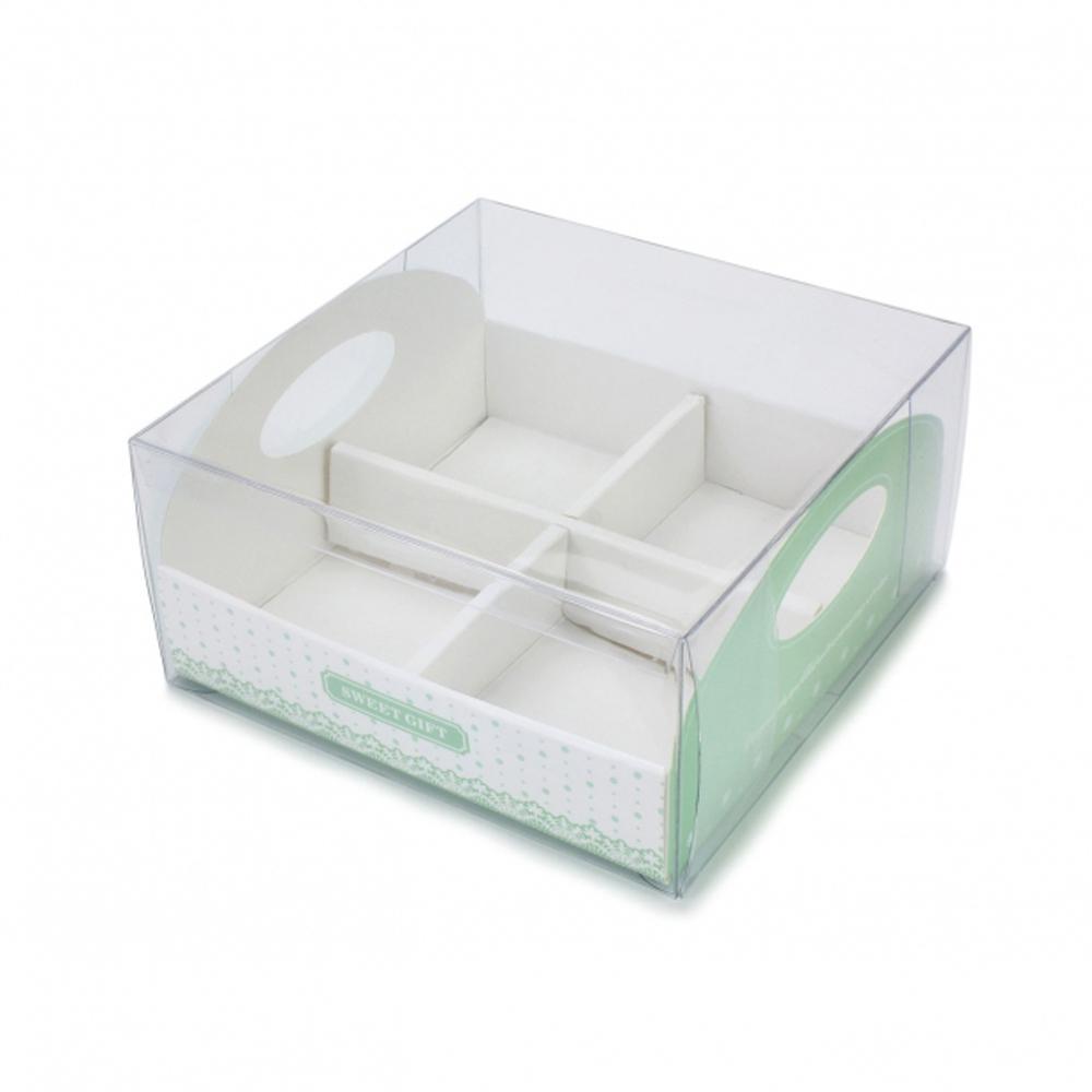 【鴻海烘焙材料】4格 包裝盒 正方盒 透明盒 格子盒 紙盒 外帶包裝盒 奶酪杯盒 蛋糕盒布丁慕斯果凍蛋糕甜品開窗盒外帶盒-細節圖5