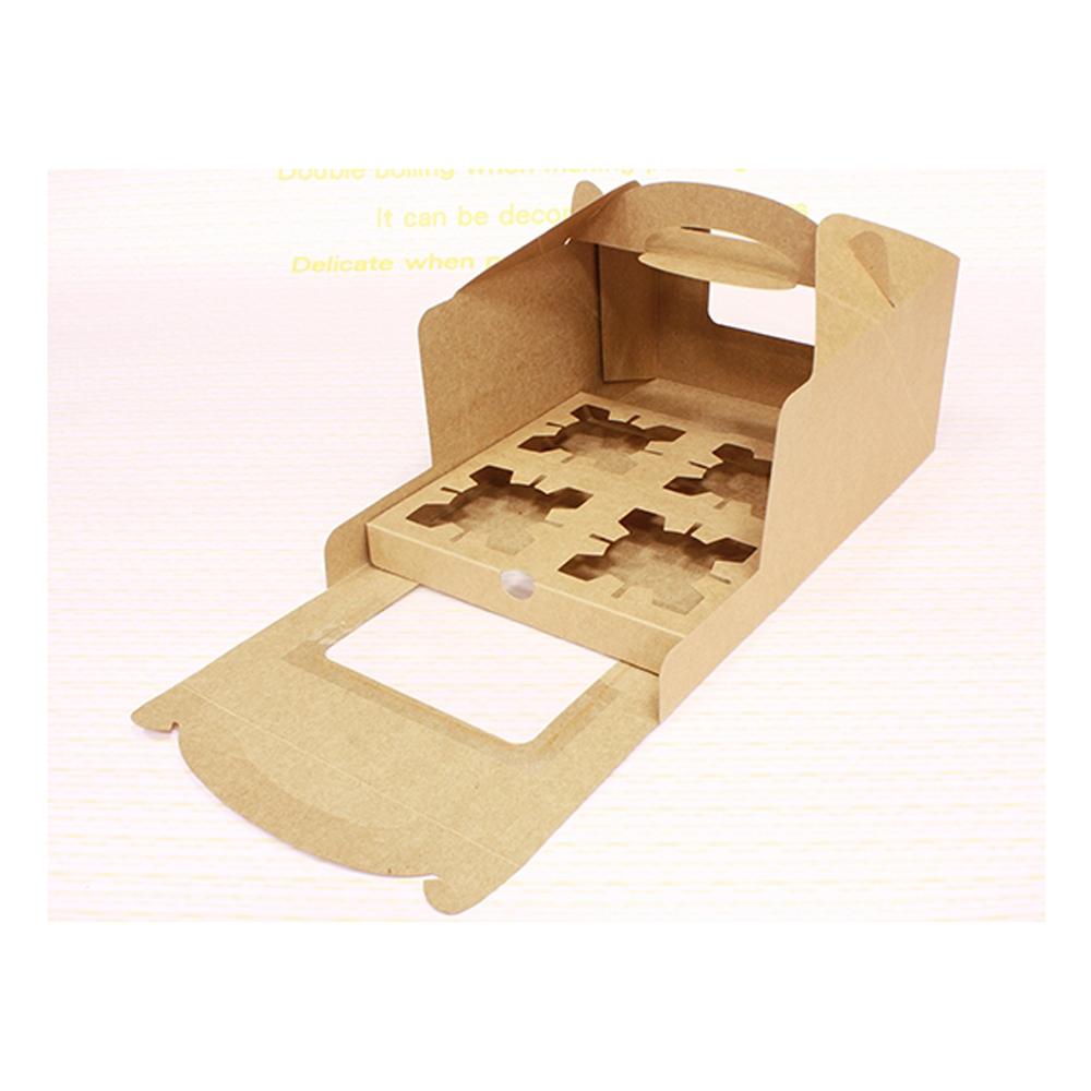 【鴻海烘焙材料】4格 高款 折疊開窗盒 正方盒 外帶包裝盒 點心盒 蛋糕盒 外送餐盒 慕斯杯 紙杯 甜點盒 手提紙盒-細節圖9