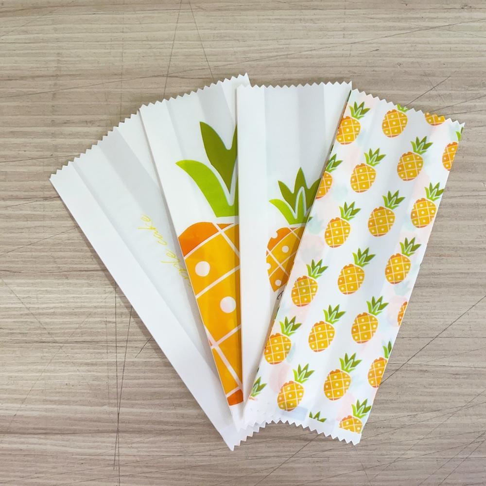 【柚子烘焙食品】鳳梨酥袋-鳳梨派對(白) (100入) 鳳梨酥袋 機封袋 糖果包裝袋 糖果袋 鳳梨酥包裝袋 平口機封袋-細節圖2