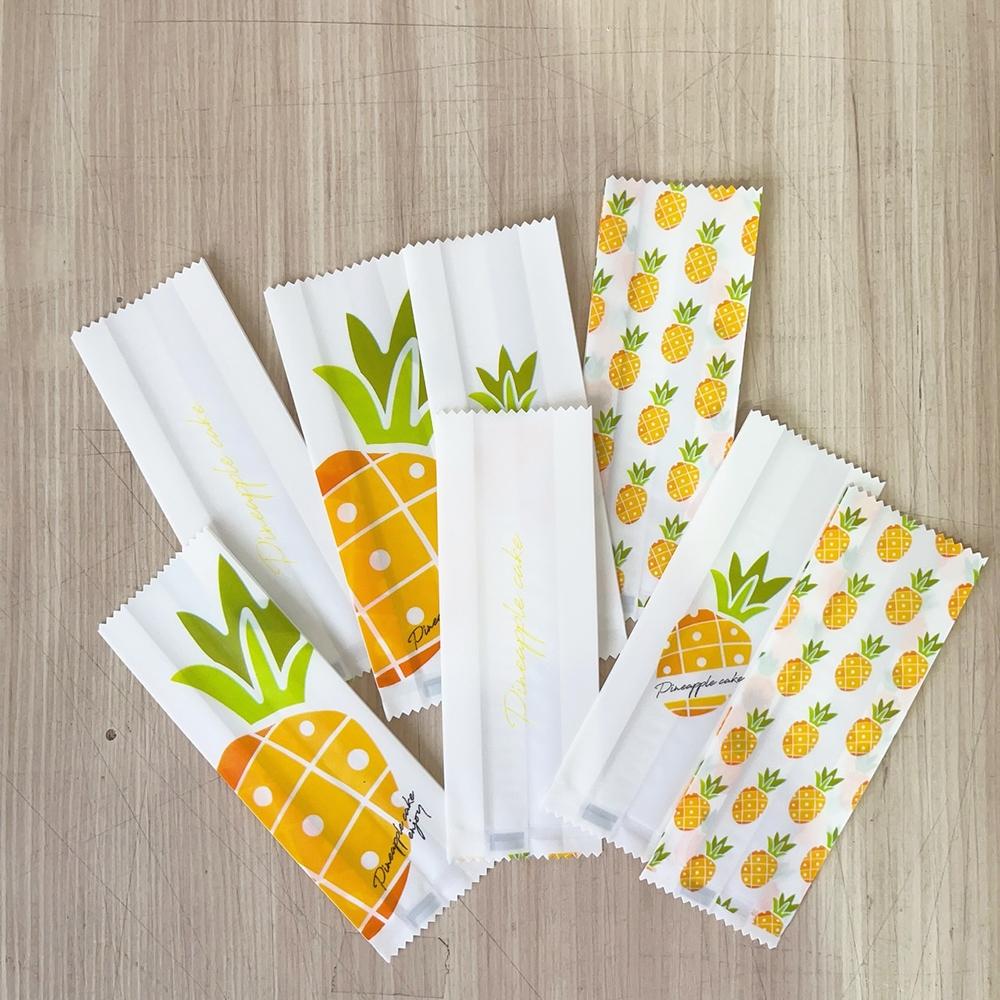 【柚子烘焙食品】鳳梨酥袋-鳳梨派對(白) (100入) 鳳梨酥袋 機封袋 糖果包裝袋 糖果袋 鳳梨酥包裝袋 平口機封袋-細節圖4