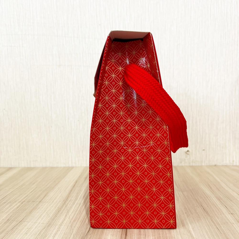 【柚子烘焙食品】招財進寶 半斤提盒 手提紙盒 紙盒 糖果盒 手提盒 新年包裝 牛軋糖包裝 包裝盒 牛軋糖盒-細節圖3