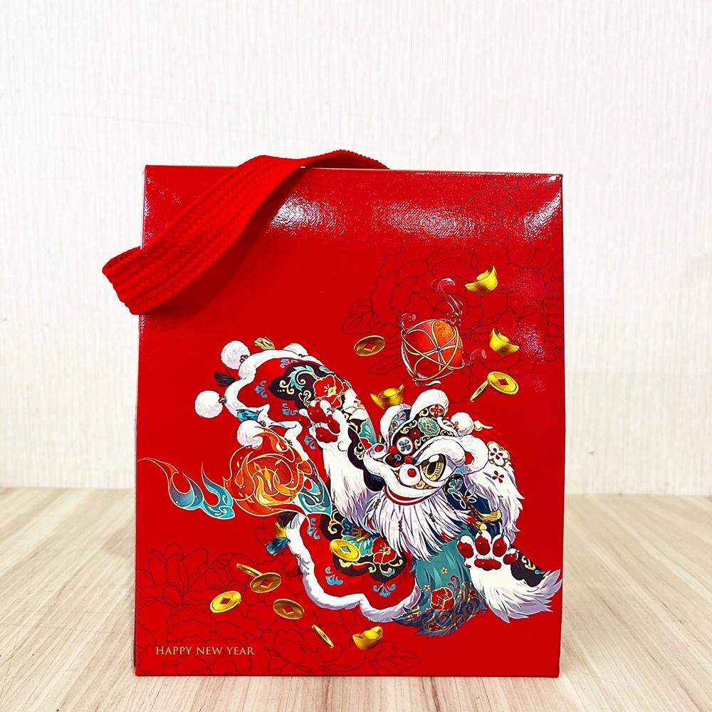 【柚子烘焙食品】招財進寶 半斤提盒 手提紙盒 紙盒 糖果盒 手提盒 新年包裝 牛軋糖包裝 包裝盒 牛軋糖盒-細節圖4