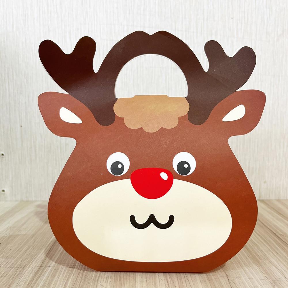 【柚子烘焙食品】手提禮物盒-麋鹿 派對包裝盒 手提紙盒 聖誕禮品包裝 餅乾盒 蛋糕 糖果盒 造型禮盒 聖誕節-細節圖3