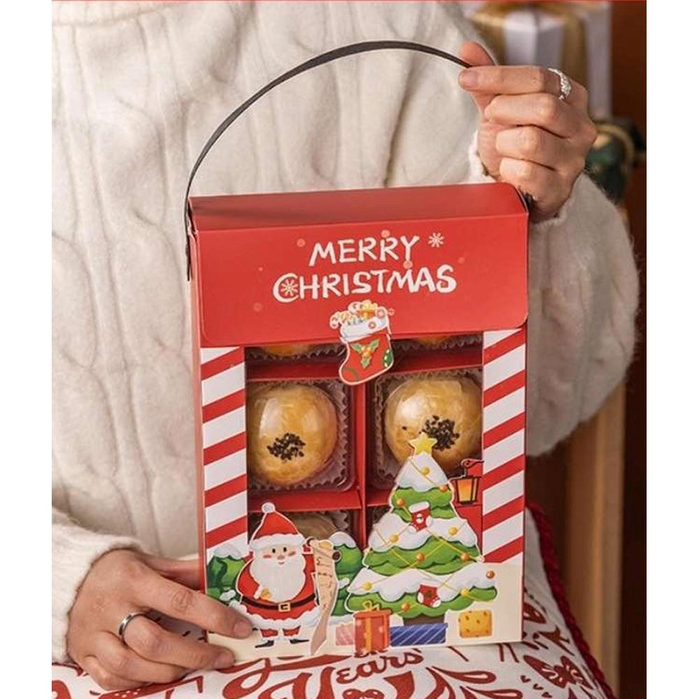 【柚子烘焙食品】聖誕手提盒 六格 手提聖誕包裝盒 包裝禮盒 送禮 婚禮小物 聖誕禮物盒 聖誕節 餅乾盒 手提盒 禮物盒-細節圖2