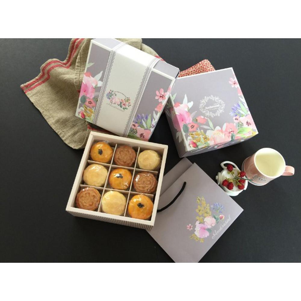 【柚子烘焙食品】春染七吋歐式禮盒 附提袋 9格包裝盒 牛軋糖 蛋糕禮盒 餅乾盒 西點盒 手工餅乾盒 綜合禮盒 月餅禮盒-細節圖2