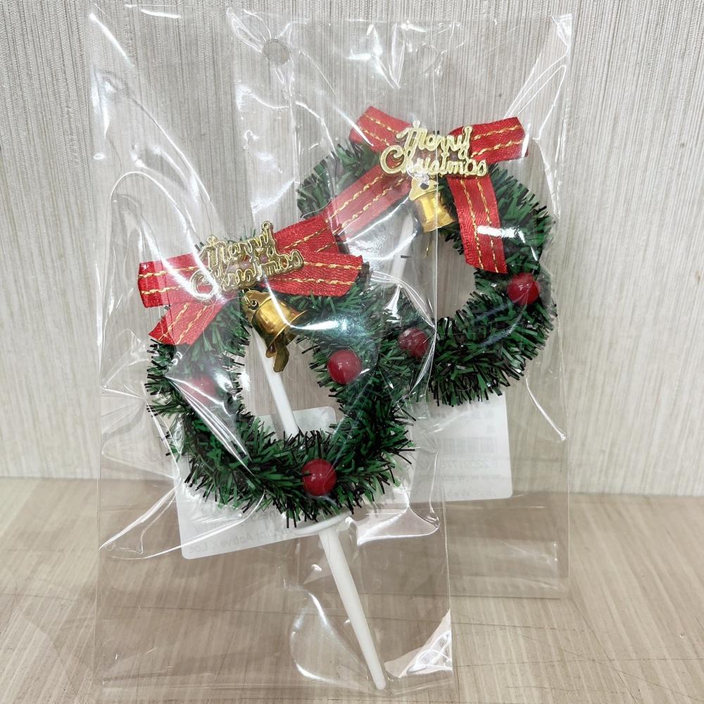 【柚子烘焙食品】聖誕裝飾 聖誕樹布置 金蔥圈 樹圈插（蝴蝶結+字牌+紅珠）蛋糕裝飾 聖誕必備 薑餅屋裝飾 聖誕節 聖誕樹-細節圖3