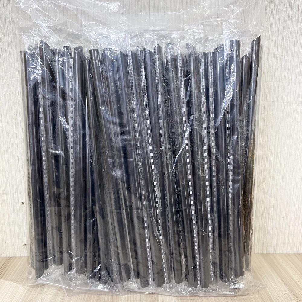 【柚子烘焙食品】黑色斜口吸管 獨立包裝 塑膠吸管 黑色吸管 22cm(約100支)冰沙吸管 珍珠吸管 粉圓吸管 飲料吸管-細節圖2