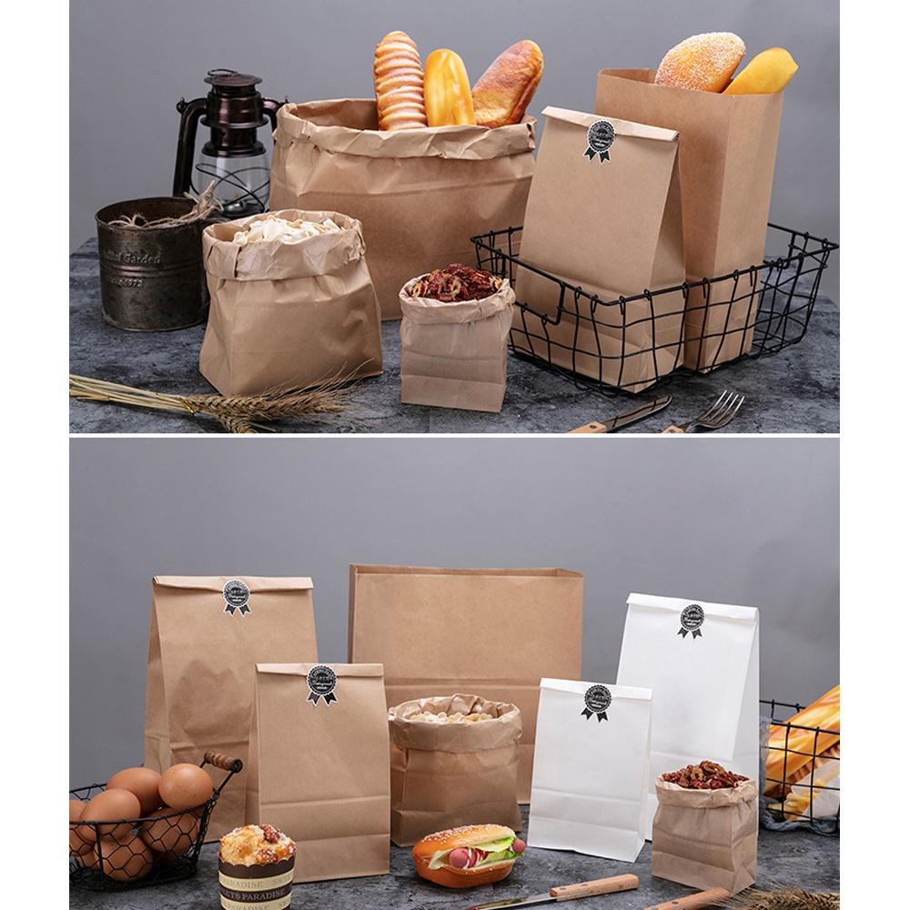 【柚子烘焙食品】白色牛皮紙防油紙袋(長30×寬15.5×側10cm) 25入 早餐外賣小吃打包袋 烘培麵包吐司袋-細節圖5