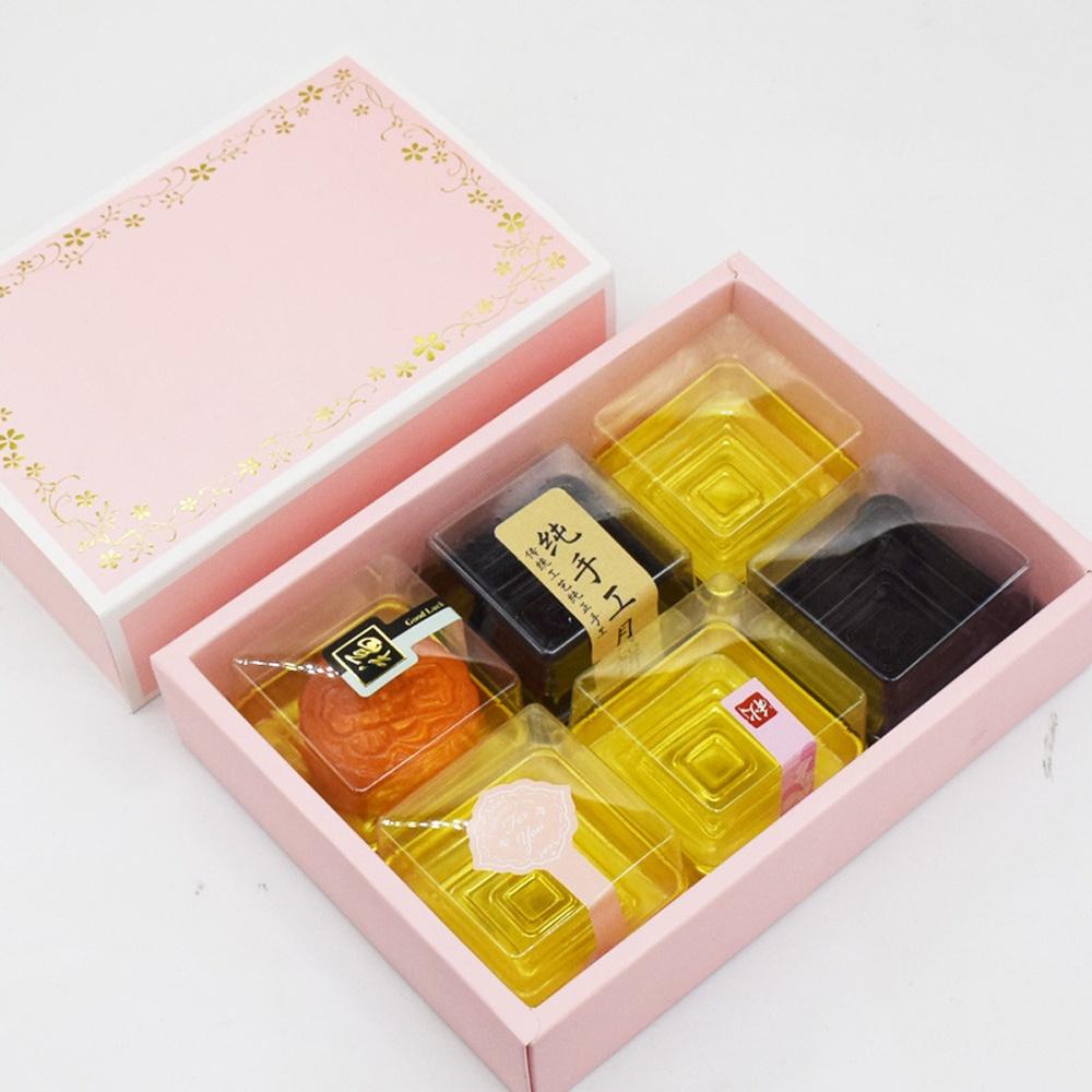 【柚子烘焙食品】6粒裝 燙金粉色花紋禮盒 抽屜盒 中秋禮盒 月餅禮盒 燙金禮盒 中秋節月餅包装 蛋黃酥盒 鳳梨酥禮盒-細節圖2
