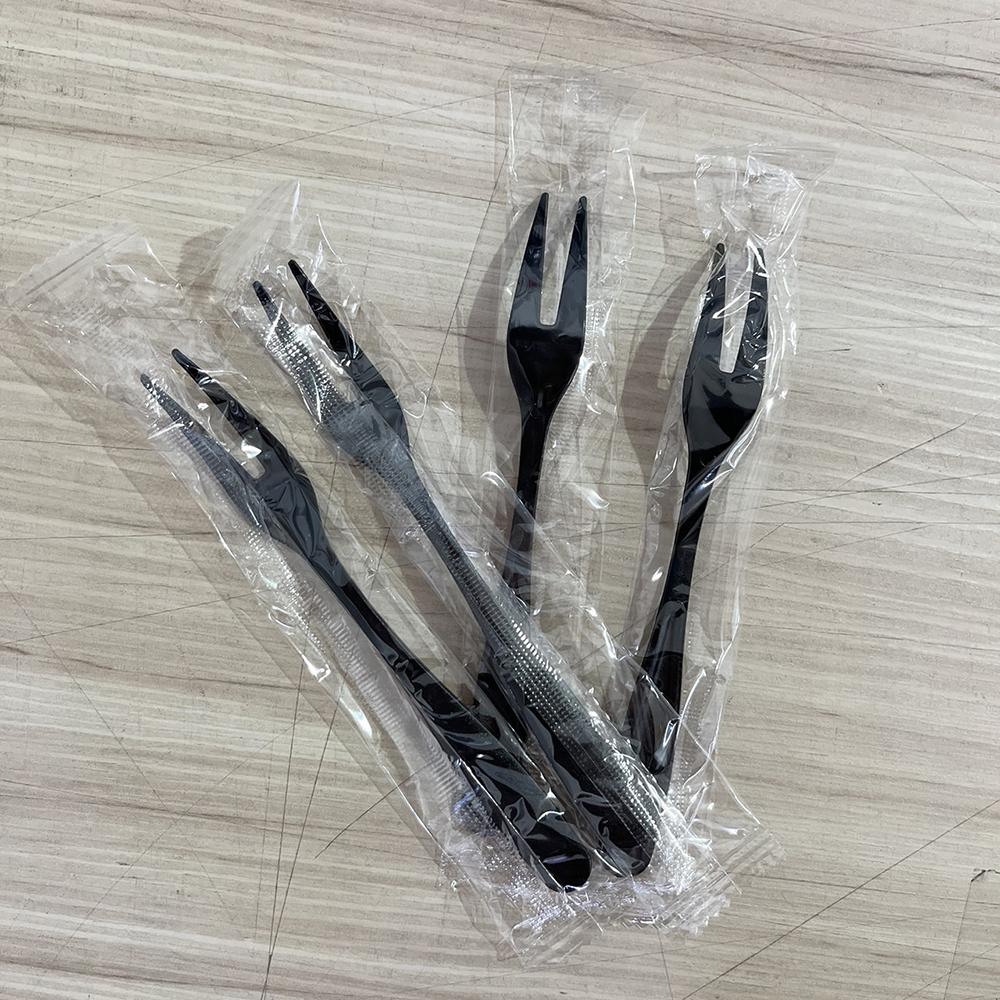 【柚子烘焙食品】單包裝 2齒叉 黑色 二齒蛋糕叉 馬卡龍叉子  甜點 叉子 點心叉 彩色三齒叉 塑膠叉 蛋糕叉 水果叉-細節圖6