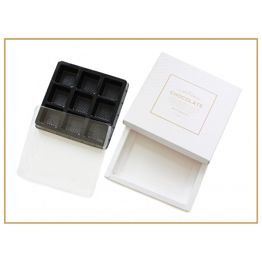 【柚子烘焙食品】9格 巧克力包裝盒 巧克力 餅乾盒 糖果盒 西點盒 禮品盒 九格巧克力盒 手提盒 外帶盒 典雅白/夢幻綠-細節圖3