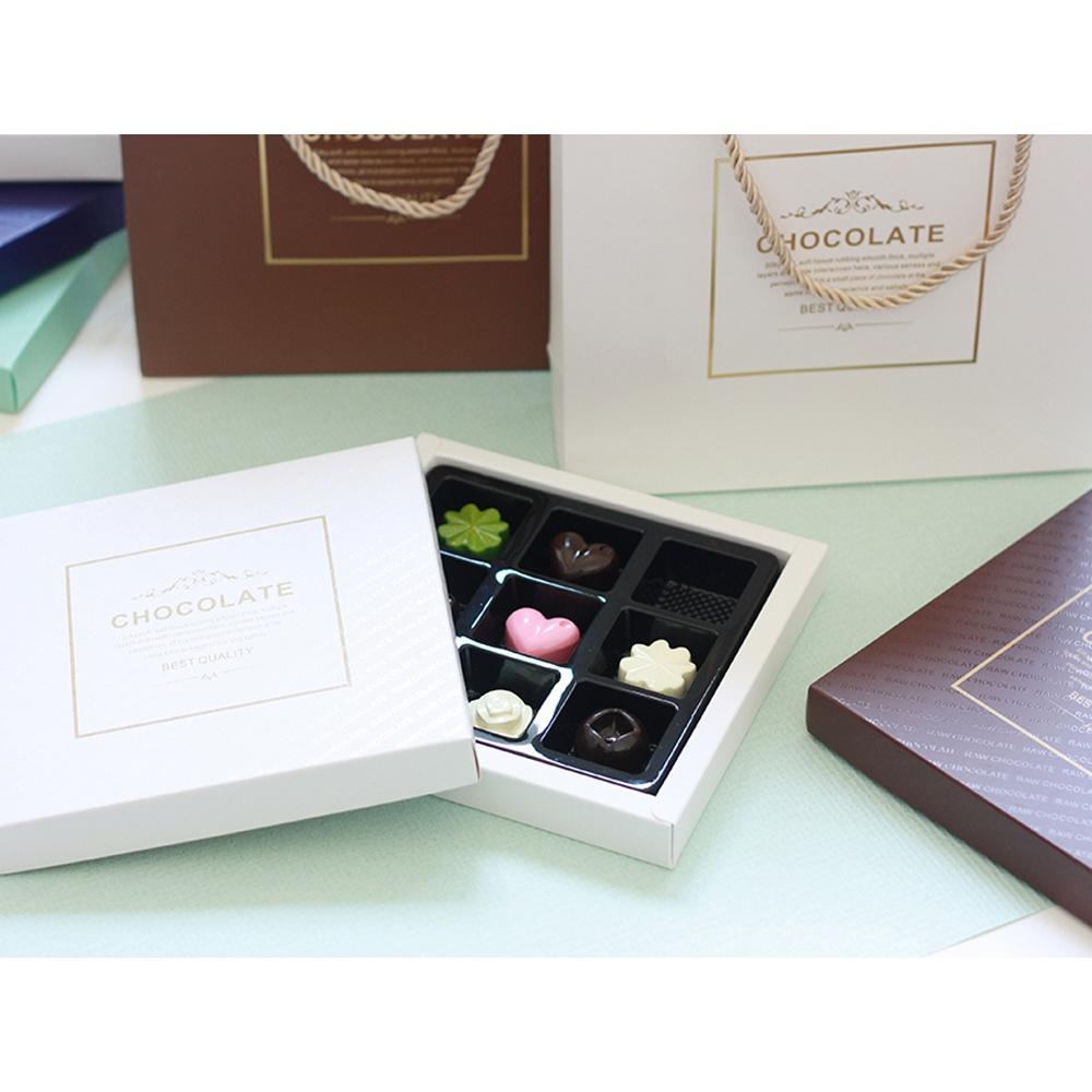 【柚子烘焙食品】9格 巧克力包裝盒 巧克力 餅乾盒 糖果盒 西點盒 禮品盒 九格巧克力盒 手提盒 外帶盒 典雅白/夢幻綠-細節圖7