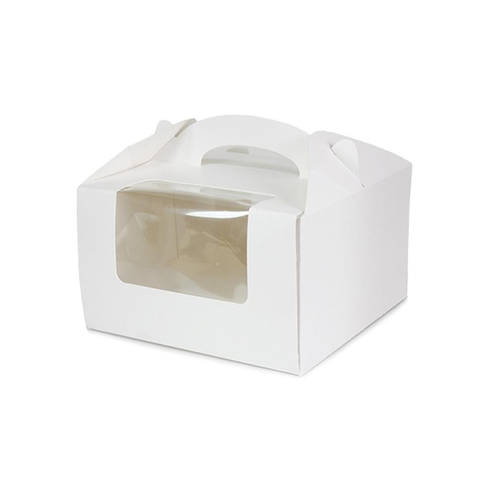 【柚子烘焙食品】4格 高款 折疊開窗盒 正方盒 外帶包裝盒 點心盒 蛋糕盒 外送餐盒 慕斯杯 紙杯 甜點盒 手提紙盒-細節圖2