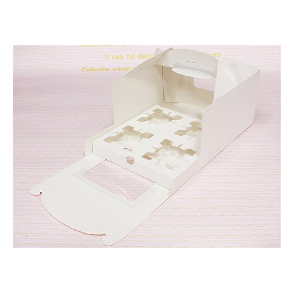 【柚子烘焙食品】4格 高款 折疊開窗盒 正方盒 外帶包裝盒 點心盒 蛋糕盒 外送餐盒 慕斯杯 紙杯 甜點盒 手提紙盒-細節圖4