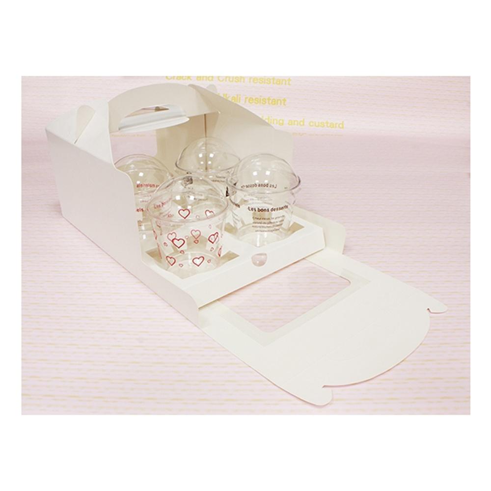 【柚子烘焙食品】4格 高款 折疊開窗盒 正方盒 外帶包裝盒 點心盒 蛋糕盒 外送餐盒 慕斯杯 紙杯 甜點盒 手提紙盒-細節圖5