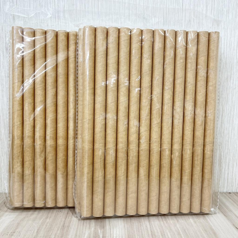 【柚子烘焙食品】平口紙吸管 牛皮紙吸管 口徑12mm (25入) 牛皮吸管 紙吸管 環保吸管 防水硬紙吸管 營業用 飲料-細節圖3