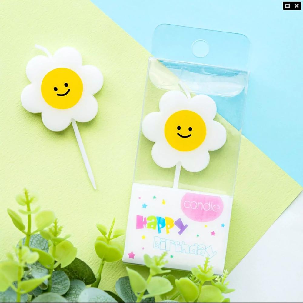 【柚子烘焙食品】蛋糕蠟燭 微笑小雛菊 太空派對 杯子蛋糕 熊熊蠟燭 造型蠟燭 生日蠟燭 慶生 派對 周歲佈置 小雛菊蠟燭-細節圖2