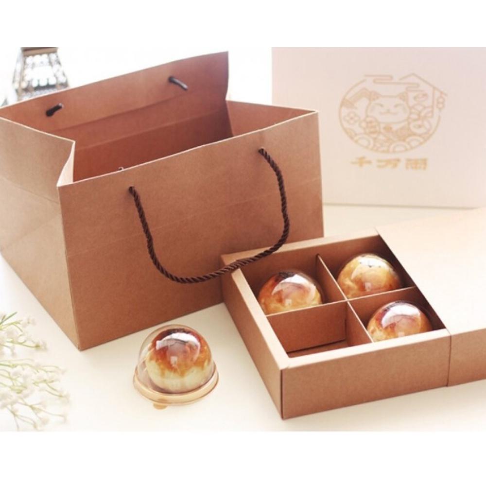 【柚子烘焙食品】6格包裝盒手提袋 手提紙袋 牛皮紙袋 瑪芬盒提袋 牛皮紙提袋 素色紙袋提袋 月餅盒提袋 6格蛋黃酥盒提袋-細節圖2