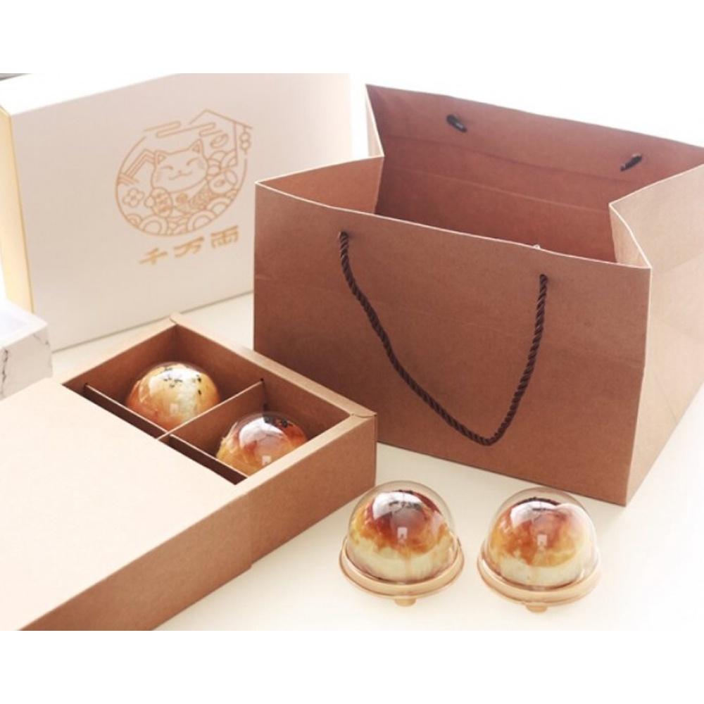 【柚子烘焙食品】6格包裝盒手提袋 手提紙袋 牛皮紙袋 瑪芬盒提袋 牛皮紙提袋 素色紙袋提袋 月餅盒提袋 6格蛋黃酥盒提袋-細節圖3
