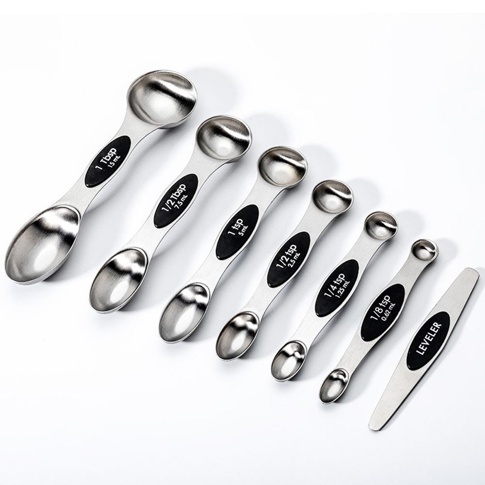 【柚子烘焙食品】磁吸雙頭量匙7件套(彩色/黑色)不銹鋼量勺 量杯套裝 烘焙調味勺 帶刻度勺 廚用雙頭量鑰 廚房用品-細節圖3