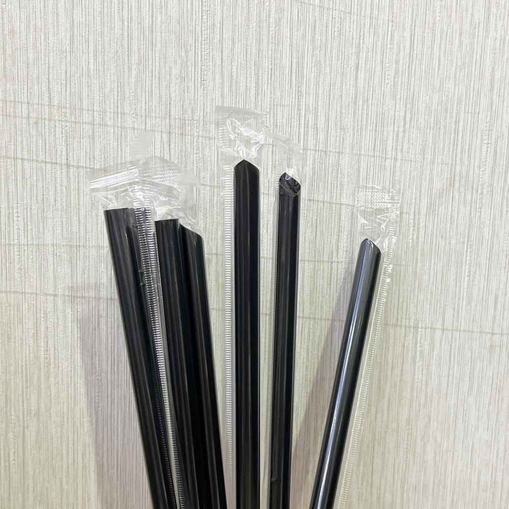 【柚子烘焙食品】斜口透明吸管 單支 獨立包裝 黑色吸管 粗/細 黑斜口吸管 黑塑膠吸管 飲料吸管 透明波霸吸管 免洗吸管-細節圖7