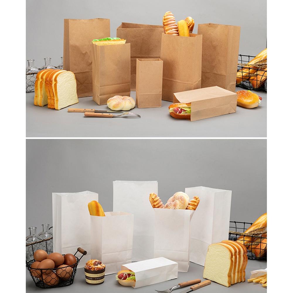 【柚子烘焙食品】白色牛皮紙防油紙袋(長30×寬15.5×側10cm) 25入 早餐外賣小吃打包袋 烘培麵包吐司袋-細節圖4