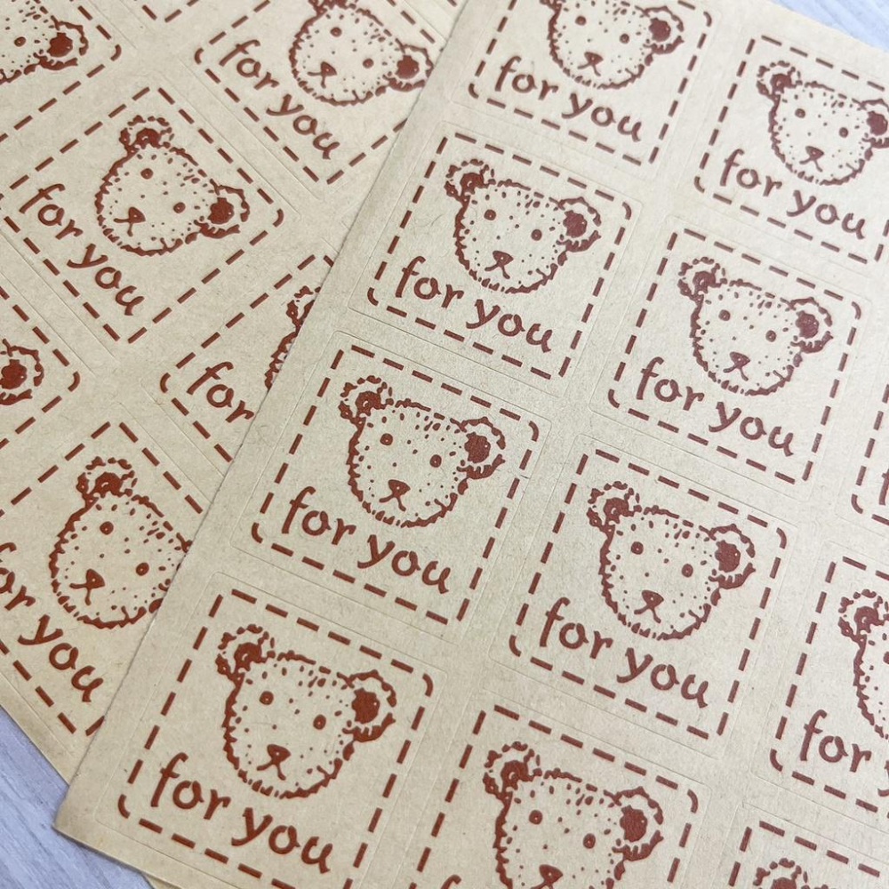 【柚子烘焙食品】『小熊』封口貼紙 (16張/組)禮物/餅乾/麵包/糖果-細節圖2