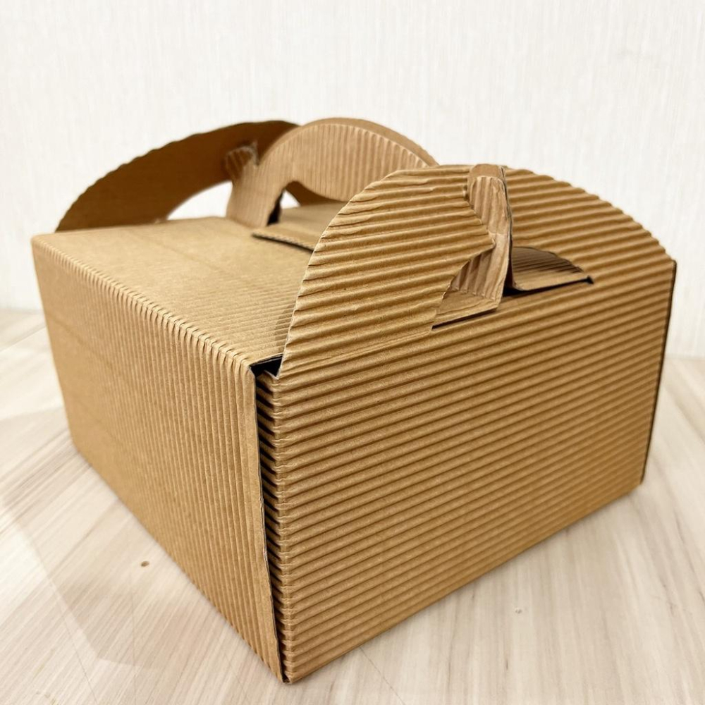 【柚子烘焙食品】牛皮色 手提蛋糕盒 6吋 牛皮手提蛋糕盒(附方盤)手提派盒 蛋糕盒慕斯盒 點心盒 甜點手提盒 外帶盒-細節圖3