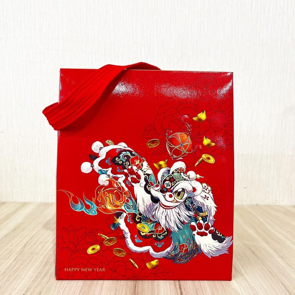 【柚子烘焙食品】招財進寶 半斤提盒 手提盒 紙盒 手提紙盒 糖果盒 新款 新年包裝 牛軋糖包裝 包裝盒 喜糖盒 牛軋糖盒-細節圖4