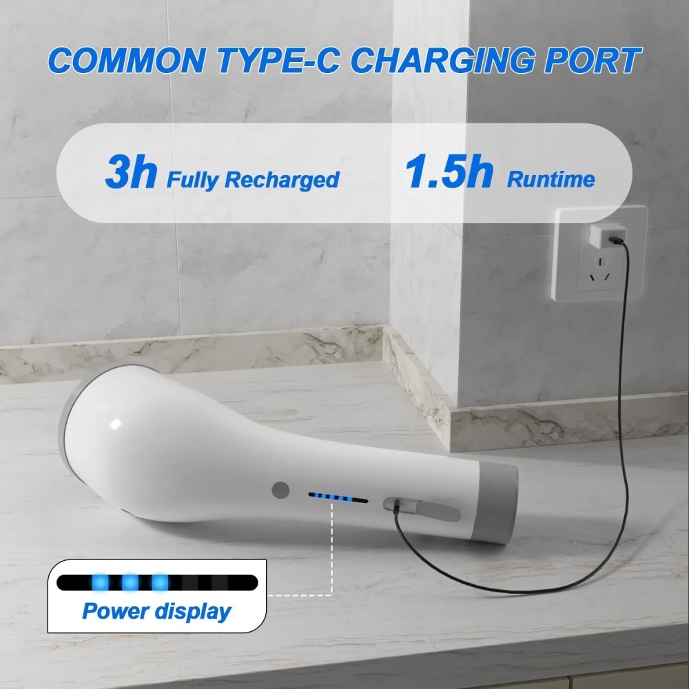 【日本代購-現貨】8合1多功能電動清潔刷USB充電浴室洗刷廚房清潔工具家用清潔刷-細節圖2