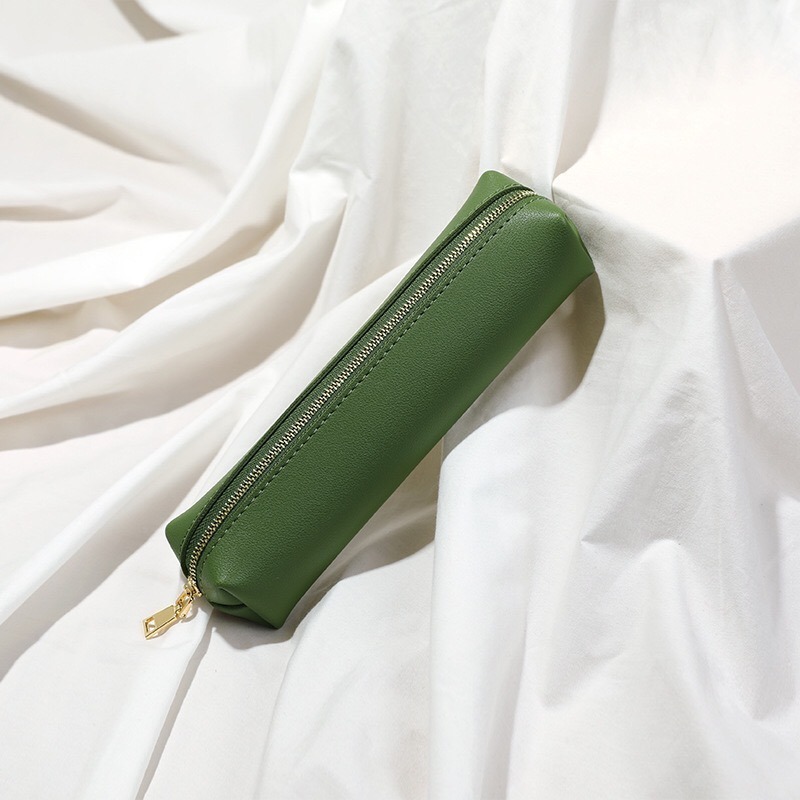 筆袋 鉛筆盒 無印風 文具袋 簡約 文具 皮革筆袋 清新風 ins風 迷你筆袋 小筆袋 韓國文具-細節圖3