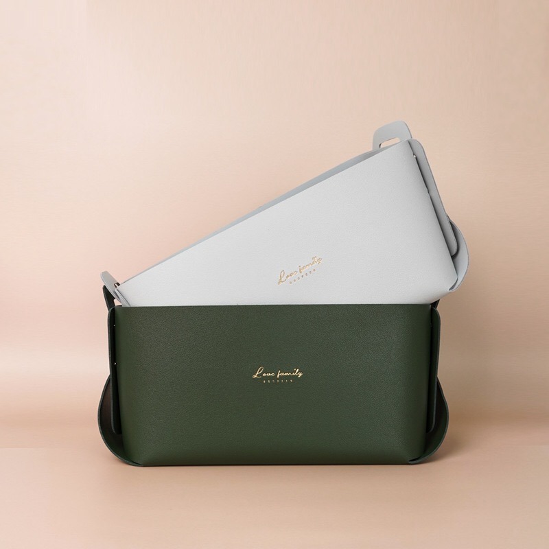 大號收納盒 置物盒 置物籃 儲物籃 皮革 整理籃 收納筐 籃子 方形收納籃 化妝品收納盒 北歐風 大號-細節圖3