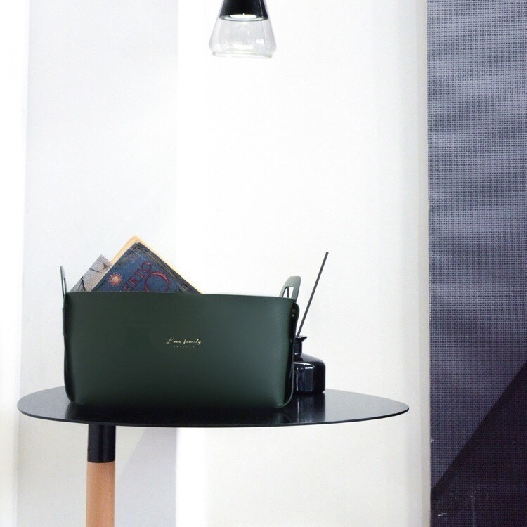 大號收納盒 置物盒 置物籃 儲物籃 皮革 整理籃 收納筐 籃子 方形收納籃 化妝品收納盒 北歐風 大號-細節圖4