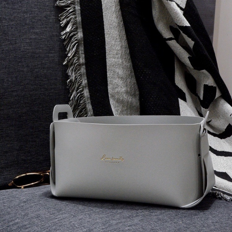 大號收納盒 置物盒 置物籃 儲物籃 皮革 整理籃 收納筐 籃子 方形收納籃 化妝品收納盒 北歐風 大號-細節圖5