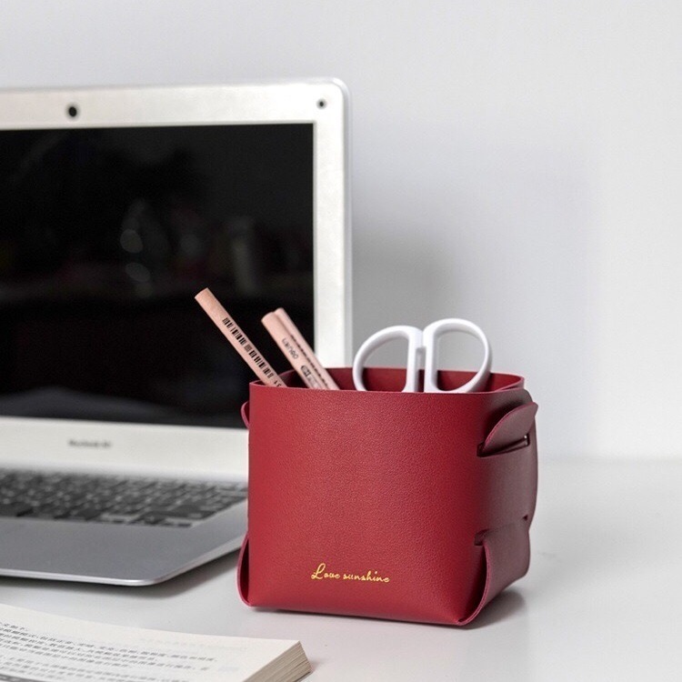 小號收納盒 置物盒 置物籃 儲物籃 皮革 整理籃 收納筐 籃子 方形收納籃 化妝品收納盒 北歐風 小號-細節圖5