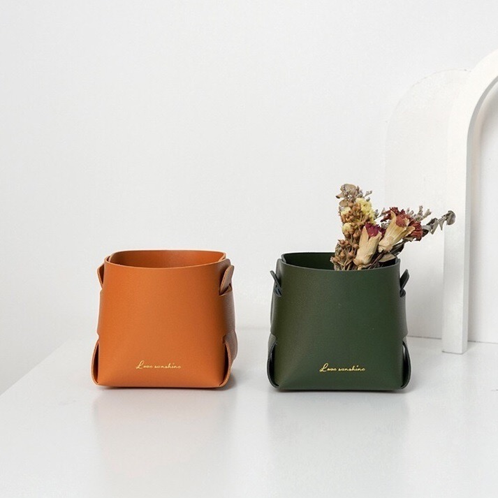 小號收納盒 置物盒 置物籃 儲物籃 皮革 整理籃 收納筐 籃子 方形收納籃 化妝品收納盒 北歐風 小號-細節圖2