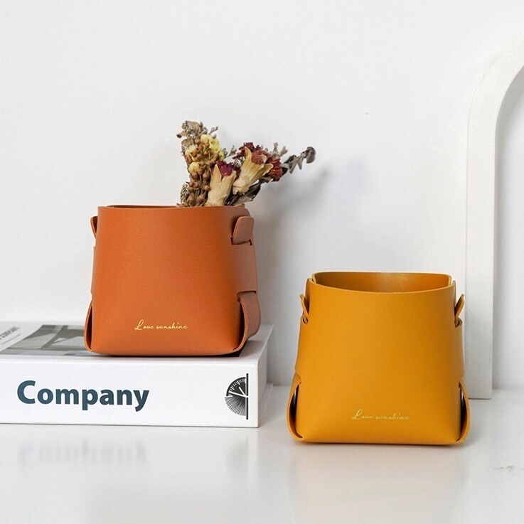 小號收納盒 置物盒 置物籃 儲物籃 皮革 整理籃 收納筐 籃子 方形收納籃 化妝品收納盒 北歐風 小號-細節圖3