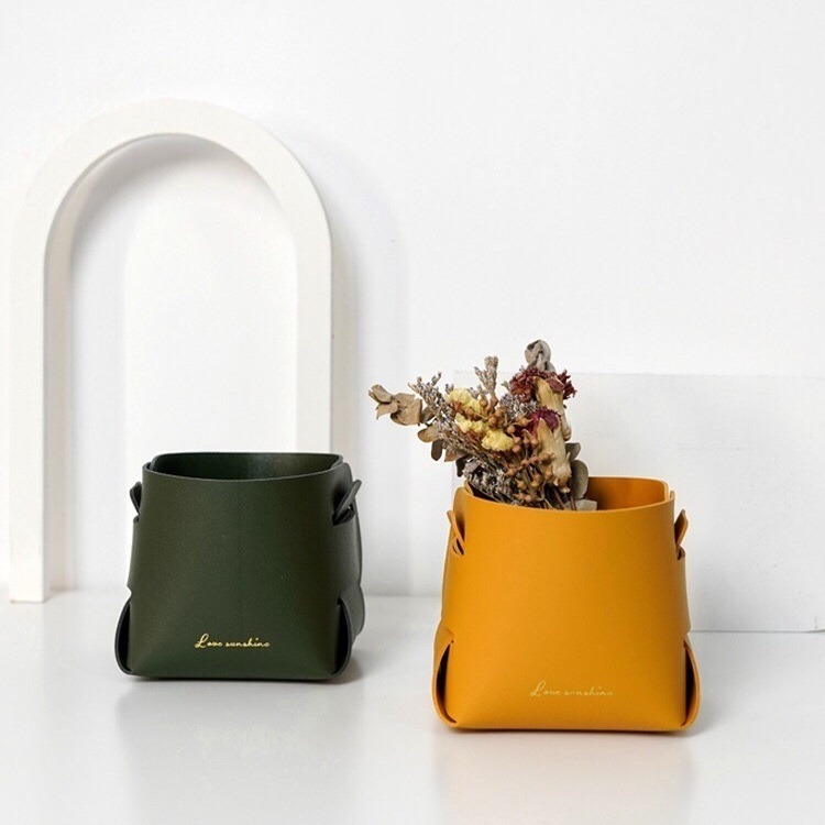 小號收納盒 置物盒 置物籃 儲物籃 皮革 整理籃 收納筐 籃子 方形收納籃 化妝品收納盒 北歐風 小號-細節圖4