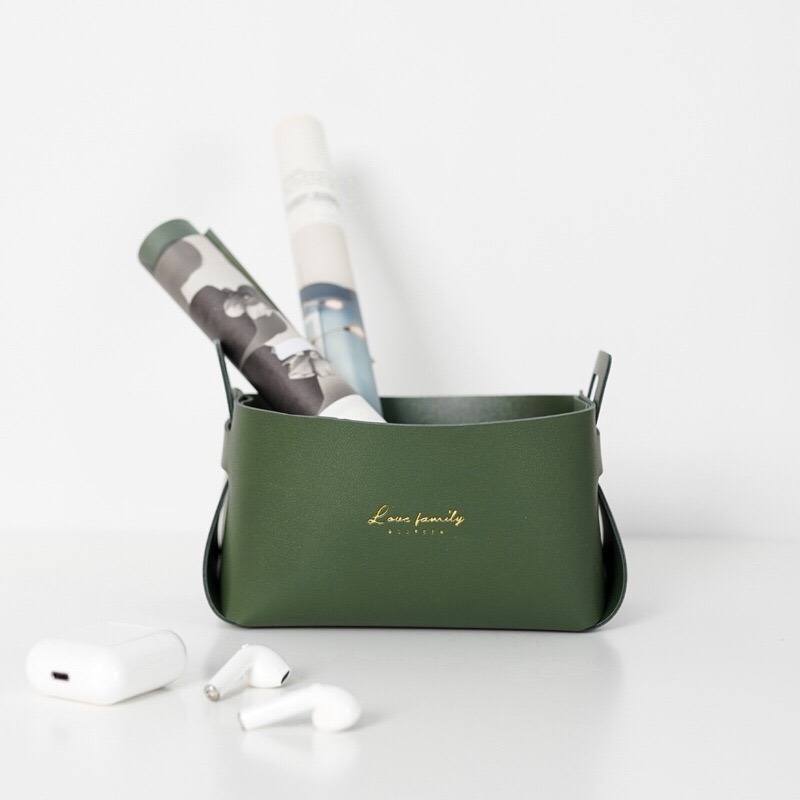 小號收納盒 置物盒 置物籃 儲物籃 皮革 整理籃 收納筐 籃子 方形收納籃 化妝品收納盒 北歐風 小號-細節圖3