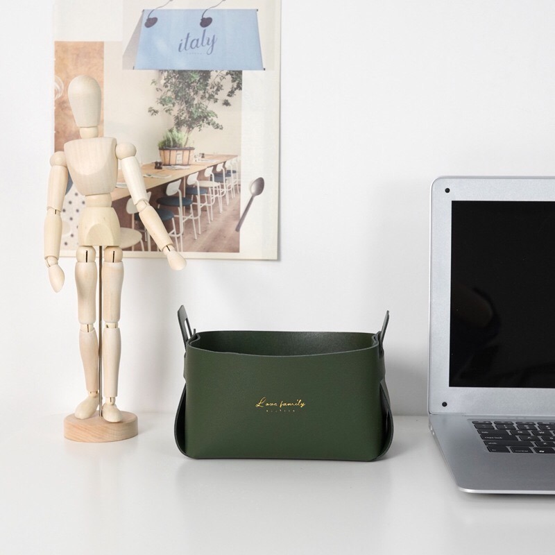 小號收納盒 置物盒 置物籃 儲物籃 皮革 整理籃 收納筐 籃子 方形收納籃 化妝品收納盒 北歐風 小號-細節圖6