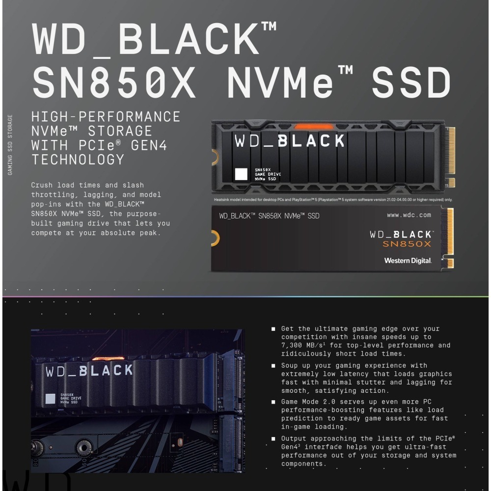 [含稅開發票] 全新 WD BLACK 黑標 SN850X 1TB NVME SSD  配備散熱片/SSD 固態硬碟-細節圖3