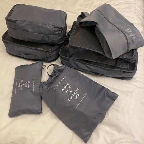 ✨台灣現貨✨行李收納8件套 旅行收納 出差收納 露營收納 盥洗包 飛機包 過夜包 內衣包 分類整理袋 分裝袋